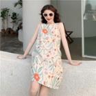 Floral Print Sleeveless Dress As Shown In Figure - One Size