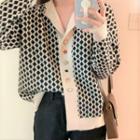 Jacquard Cardigan Black & Beige - One Size