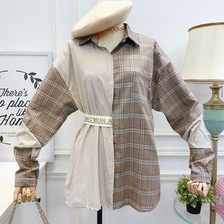 Patchwork Loose-fit Long Shirt