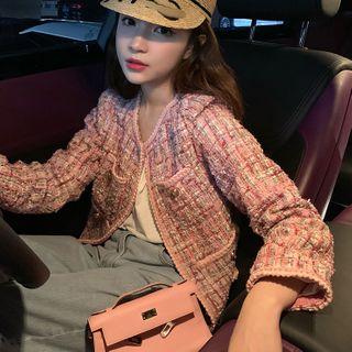 Short-sleeve / Long-sleeve Button Tweed Jacket