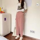 Printed T-shirt/ High-waist Straight Cut Pants