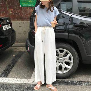 Crew-neck Tank Top / Drawstring Wide-leg Pants