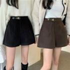 Woolen High-waist A-line Wide-leg Shorts