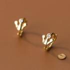 Crown Rhinestone Sterling Silver Earring 1 Pair - S925 Silver - Gold - One Size