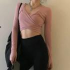 Cropped Cross Long-sleeve Top
