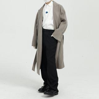 Tie-waist Double-breasted Long Coat
