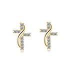 Simple And Fashion Plated Gold Cross Earrings With Cubic Zircon Golden - One Size