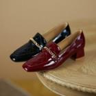 Chained Patent Block Heel Loafers