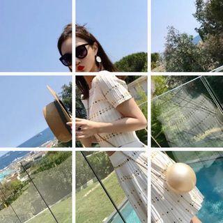 Set: Short-sleeve Knit Top + Mini A-line Skirt