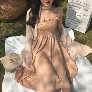 Strappy A-line Pleated Midi Dress