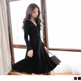 Lace Up High Waist A-line Dress