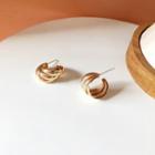 Layered Alloy Open Hoop Earring 1 Pair - Earrings - S925 Silver - Gold - One Size