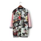 Printed Long Baseball Jacket