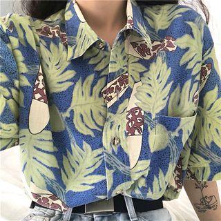 Print Loose-fit Short-sleeve Shirt As Figure - One Size