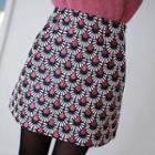 Zip-side Jacquard Mini A-line Skirt