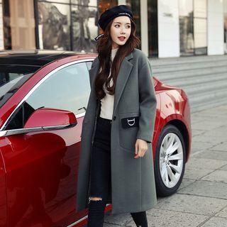 Lettering Long Single-button Coat