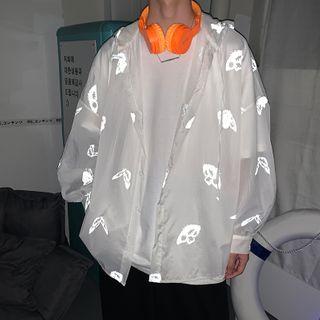 Reactive Butterfly Print Hooded Jacket