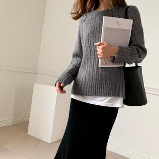 Alpaca Blend Ribbed Sweater