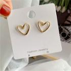 Heart Alloy Earring 1 Pair - 219 - Silver Needle Earrings - Gold - One Size