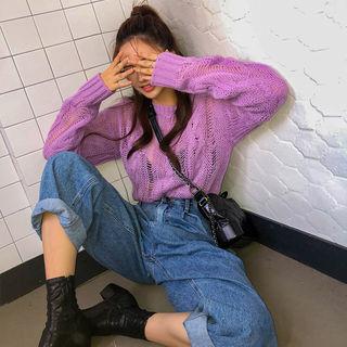 Extra Long-sleeve Cable-knit Top