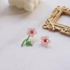 Flower Faux Crystal Asymmetrical Earring