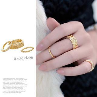 Set Of 3: Rings Golden - One Size