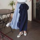 Ruffle-trim Pleated Maxi Skirt