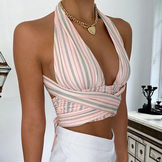 Striped Halter-neck Top