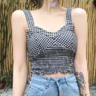 Sleeveless Gingham Crop Top