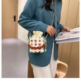 Print Drawstring Chain Bucket Bag