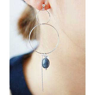 Faux-gem Double-hoop Dangle Earrings