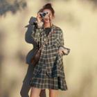 Set: Double Breasted Plaid Blazer + Pleated Mini Skirt