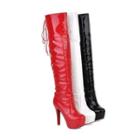 Patent Chunky-heel Over-the-knee Boots