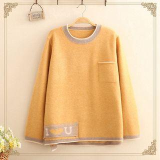 Contrast-trim Pocket-front Sweater