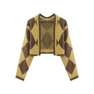 Pattern Cropped Cardigan / Shirt