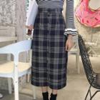 Midi A-line Plaid Skirt As Shown In Figure - One Size