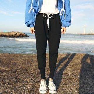 Plain Drawstring Jogger Pants