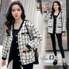 Buttoned Tweed Jacket White - One Size