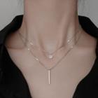 Bar Pendant Sterling Silver Layered Necklace