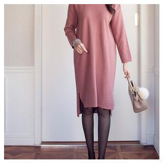 Crew-neck Wool Blend Knit Dress