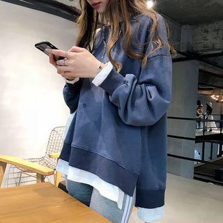 Mock Two-piece Side-slit Pullover