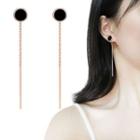 Disc & Bar Dangle Earring 1 Pair - Sterling Silver Needle - Drop Earring - One Size
