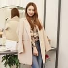 Faux-pearl Button Double-breasted Long Jacket