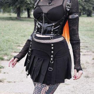 Studded Mini Pleated Skirt