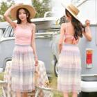 Set: Spaghetti Strap Ruffle Swimsuit + Skirt Cover Up