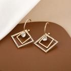 Square Rhinestone Dangle Earring 1 Pair - E1941-11 - Gold - One Size