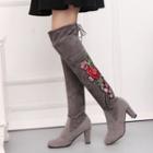 Embroidered Over The Knee Boots