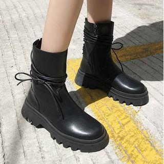 Lace-up Zipper Ankle Boots