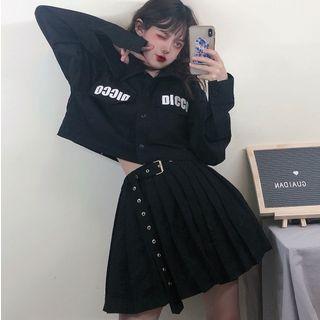 Printed Long Sleeve Blouse / Pleated Skirt