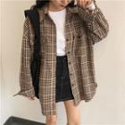 Plaid Single-breasted Coat As Shown In Figure - One Size